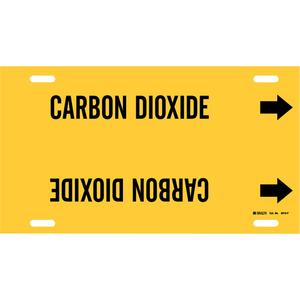 "Carbon Dioxide" Pipe Marker - Plastic, Black on Yellow, 6" - 7-7/8", 8", 16", 1-1/4", English, Strap-On