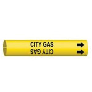 "City Gas" Pipe Marker - Plastic, Black on Yellow, 3/4" - 1-3/8", 13/16", 13/16", 1/2", English, Snap-On
