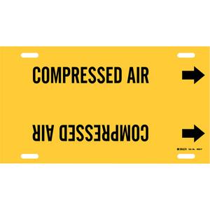 "Compressed Air" Pipe Marker - Plastic, Black on Yellow, 6" - 7-7/8", 8", 16", 1-1/4", English, Strap-On