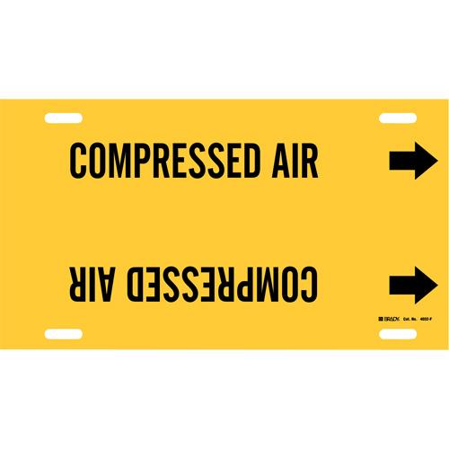 "Compressed Air" Pipe Marker - Plastic, Black on Yellow, 6" - 7-7/8", 8", 16", 1-1/4", English, Strap-On
