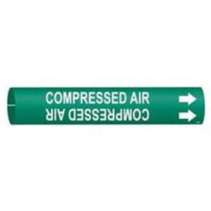 "Compressed Air" Pipe Marker - Plastic, White on Green, 3/4" - 1-3/8", 13/16", 13/16", 1/2", English, Snap-On