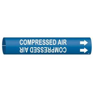 "Compressed Air" Pipe Marker - Plastic, White on Blue, 1-1/2" - 2-3/8", 7/8", 7/8", 3/4", English, Snap-On