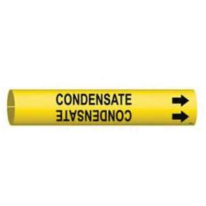 "Condensate" Pipe Marker - Plastic, Black on Yellow, 3/4" - 1-3/8", 13/16", 13/16", 1/2", English, Snap-On
