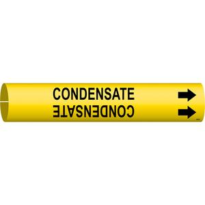 "Condensate" Pipe Marker - Plastic, Black on Yellow, 1-1/2" - 2-3/8", 7/8", 7/8", 3/4", English, Snap-On