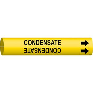 "Condensate" Pipe Marker - Plastic, Black on Yellow, 4" - 6", 2-13/16", 2-13/16", 1-1/4", English, Snap-On