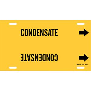 "Condensate" Pipe Marker - Plastic, Black on Yellow, 8" - 9-7/8", 10", 24", 2-1/2", English, Strap-On