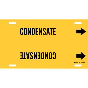 "Condensate" Pipe Marker - Plastic, Black on Yellow, 10" - 15", 10", 32", 3-1/2", English, Strap-On