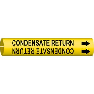 "Condensate Return" Pipe Marker - Plastic, Black on Yellow, 1-1/2" - 2-3/8", 7/8", 7/8", 3/4", English, Snap-On