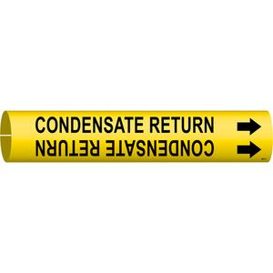 "Condensate Return" Pipe Marker - Plastic, Black on Yellow, 2-1/2" - 3-7/8", 2", 2", 1-1/4", English, Snap-On