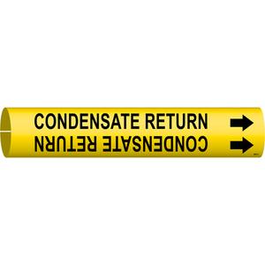 "Condensate Return" Pipe Marker - Plastic, Black on Yellow, 4" - 6", 2-13/16", 2-13/16", 1-1/4", English, Snap-On