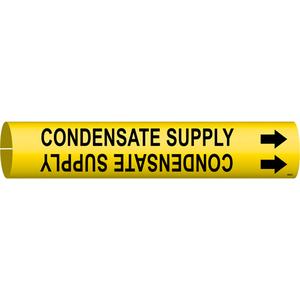 "Condensate Supply" Pipe Marker - Plastic, Black on Yellow, 1-1/2" - 2-3/8", 7/8", 7/8", 3/4", English, Snap-On