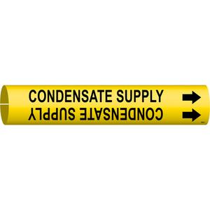 "Condensate Supply" Pipe Marker - Plastic, Black on Yellow, 2-1/2" - 3-7/8", 2", 2", 1-1/4", English, Snap-On