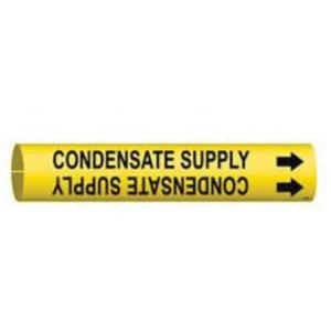 "Condensate Supply" Pipe Marker - Plastic, Black on Yellow, 4" - 6", 2-13/16", 2-13/16", 1-1/4", English, Snap-On