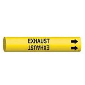 "Exhaust" Pipe Marker - Plastic, Black on Yellow, 4" - 6", 2-13/16", 2-13/16", 1-1/4", English, Snap-On