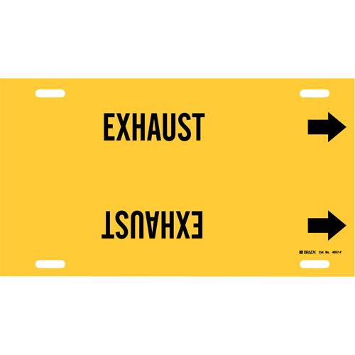 "Exhaust" Pipe Marker - Plastic, Black on Yellow, 6" - 7-7/8", 8", 16", 1-1/4", English, Strap-On