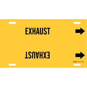 "Exhaust" Pipe Marker - Plastic, Black on Yellow, 8" - 9-7/8", 10", 24", 2-1/2", English, Strap-On