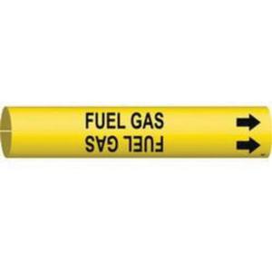 "Fuel Gas" Pipe Marker - Plastic, Black on Yellow, 2-1/2" - 3-7/8", 2", 2", 1-1/4", English, Snap-On