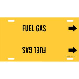 "Fuel Gas" Pipe Marker - Plastic, Black on Yellow, 6" - 7-7/8", 8", 16", 1-1/4", English, Strap-On