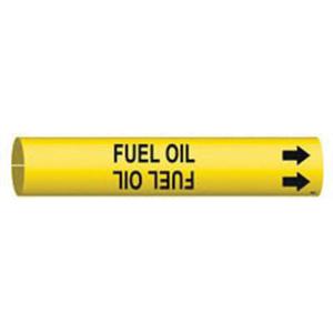 "Fuel Oil" Pipe Marker - Plastic, Black on Yellow, 3/4" - 1-3/8", 13/16", 13/16", 1/2", English, Snap-On
