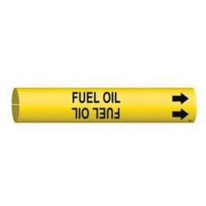 "Fuel Oil" Pipe Marker - Plastic, Black on Yellow, 2-1/2" - 3-7/8", 2", 2", 1-1/4", English, Snap-On