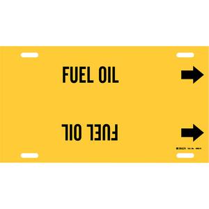 "Fuel Oil" Pipe Marker - Plastic, Black on Yellow, 10" - 15", 10", 32", 3-1/2", English, Strap-On