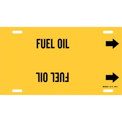 "Fuel Oil" Pipe Marker - Plastic, Black on Yellow, 10" - 15", 10", 32", 3-1/2", English, Strap-On