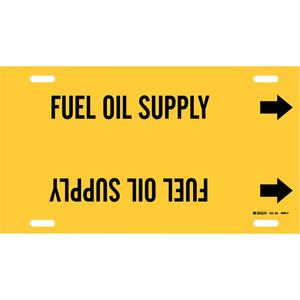 "Fuel Oil Supply" Pipe Marker - Plastic, Black on Yellow, 6" - 7-7/8", 8", 16", 1-1/4", English, Strap-On