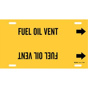 "Fuel Oil Vent" Pipe Marker - Plastic, Black on Yellow, 10" - 15", 10", 32", 3-1/2", English, Strap-On