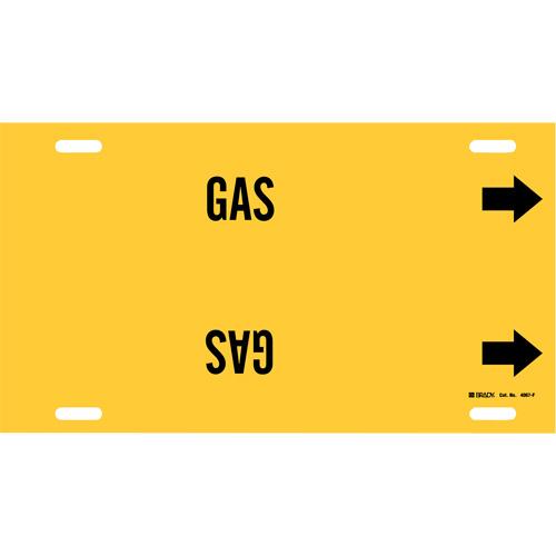 "Gas" Pipe Marker - Plastic, Black on Yellow, 6" - 7-7/8", 8", 16", 1-1/4", English, Strap-On