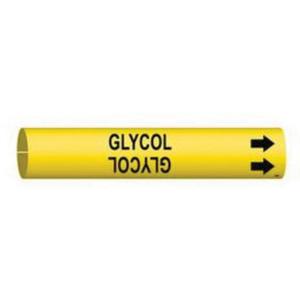 "Glycol" Pipe Marker - Plastic, Black on Yellow, 3/4" - 1-3/8", 13/16", 13/16", 1/2", English, Snap-On