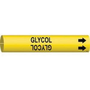 "Glycol" Pipe Marker - Plastic, Black on Yellow, 2-1/2" - 3-7/8", 2", 2", 1-1/4", English, Snap-On
