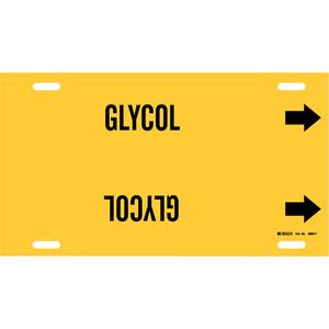 "Glycol" Pipe Marker - Plastic, Black on Yellow, 6" - 7-7/8", 8", 16", 1-1/4", English, Strap-On