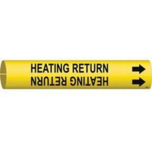 "Heating Return" Pipe Marker - Plastic, Black on Yellow, 4" - 6", 2-13/16", 2-13/16", 1-1/4", English, Snap-On
