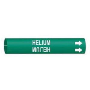 "Helium" Pipe Marker - Plastic, White on Green, 3/4" - 1-3/8", 13/16", 13/16", 1/2", English, Snap-On