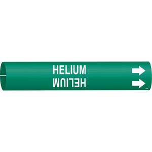 "Helium" Pipe Marker - Plastic, White on Green, 1-1/2" - 2-3/8", 7/8", 7/8", 3/4", English, Snap-On