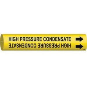 "High Pressure Condensate" Pipe Marker - Plastic, Black on Yellow, 3/4" - 1-3/8", 13/16", 13/16", 1/2", English, Snap-On