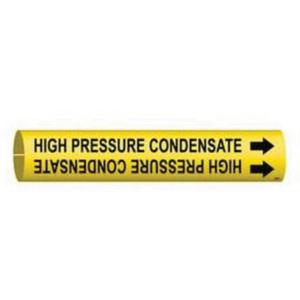 "High Pressure Condensate" Pipe Marker - Plastic, Black on Yellow, 1-1/2" - 2-3/8", 7/8", 7/8", 3/4", English, Snap-On