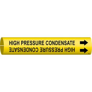 "High Pressure Condensate" Pipe Marker - Plastic, Black on Yellow, 2-1/2" - 3-7/8", 2", 2", 1-1/4", English, Snap-On
