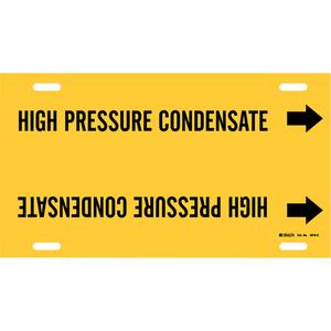 "High Pressure Condensate" Pipe Marker - Plastic, Black on Yellow, 8" - 9-7/8", 10", 24", 2-1/2", English, Strap-On