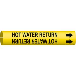 "High Pressure Return" Pipe Marker - Plastic, Black on Yellow, 1-1/2" - 2-3/8", 7/8", 7/8", 3/4", English, Snap-On