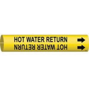 "High Pressure Return" Pipe Marker - Plastic, Black on Yellow, 2-1/2" - 3-7/8", 2", 2", 1-1/4", English, Snap-On