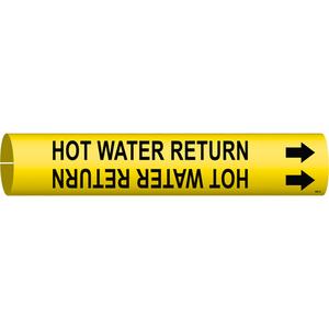 "High Pressure Return" Pipe Marker - Plastic, Black on Yellow, 4" - 6", 2-13/16", 2-13/16", 1-1/4", English, Snap-On