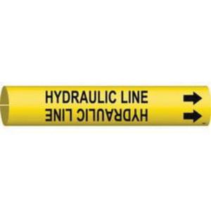 "Hydraulic Line" Pipe Marker - Plastic, Black on Yellow, 3/4" - 1-3/8", 13/16", 13/16", 1/2", English, Snap-On