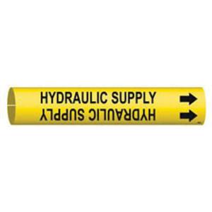 "Hydraulic Supply" Pipe Marker - Plastic, Black on Yellow, 3/4" - 1-3/8", 13/16", 13/16", 1/2", English, Snap-On