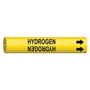 "Hydrogen" Pipe Marker - Plastic, Black on Yellow, 3/4" - 1-3/8", 13/16", 13/16", 1/2", English, Snap-On