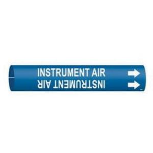 "Instrument Air" Pipe Marker - Plastic, White on Blue, 3/4" - 1-3/8", 13/16", 13/16", 1/2", English, Snap-On