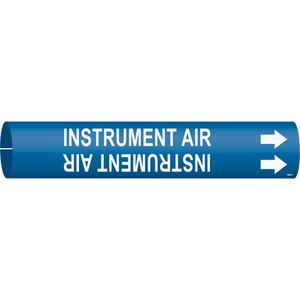 "Instrument Air" Pipe Marker - Plastic, White on Blue, 1-1/2" - 2-3/8", 7/8", 7/8", 3/4", English, Snap-On
