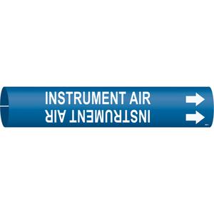 "Instrument Air" Pipe Marker - Plastic, White on Blue, 2-1/2" - 3-7/8", 2", 2", 1-1/4", English, Snap-On
