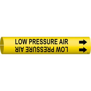 "Low Pressure Air" Pipe Marker - Plastic, Black on Yellow, 3/4" - 1-3/8", 13/16", 13/16", 1/2", English, Snap-On