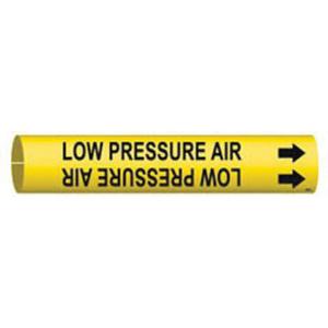 "Low Pressure Air" Pipe Marker - Plastic, Black on Yellow, 1-1/2" - 2-3/8", 7/8", 7/8", 3/4", English, Snap-On